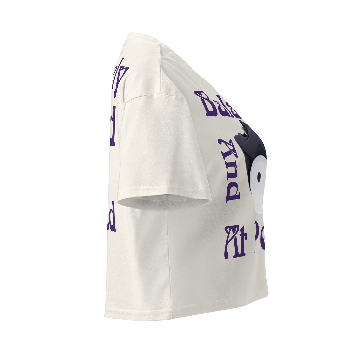 Balanced And At Peace – Divinely Guided And Protected Women's Crop Top in Ecru – right side view | JAMILLIAH'S WISDOM IS TIMELESS SHOP